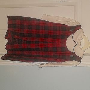 New Baby boy plaid shortall and shirt